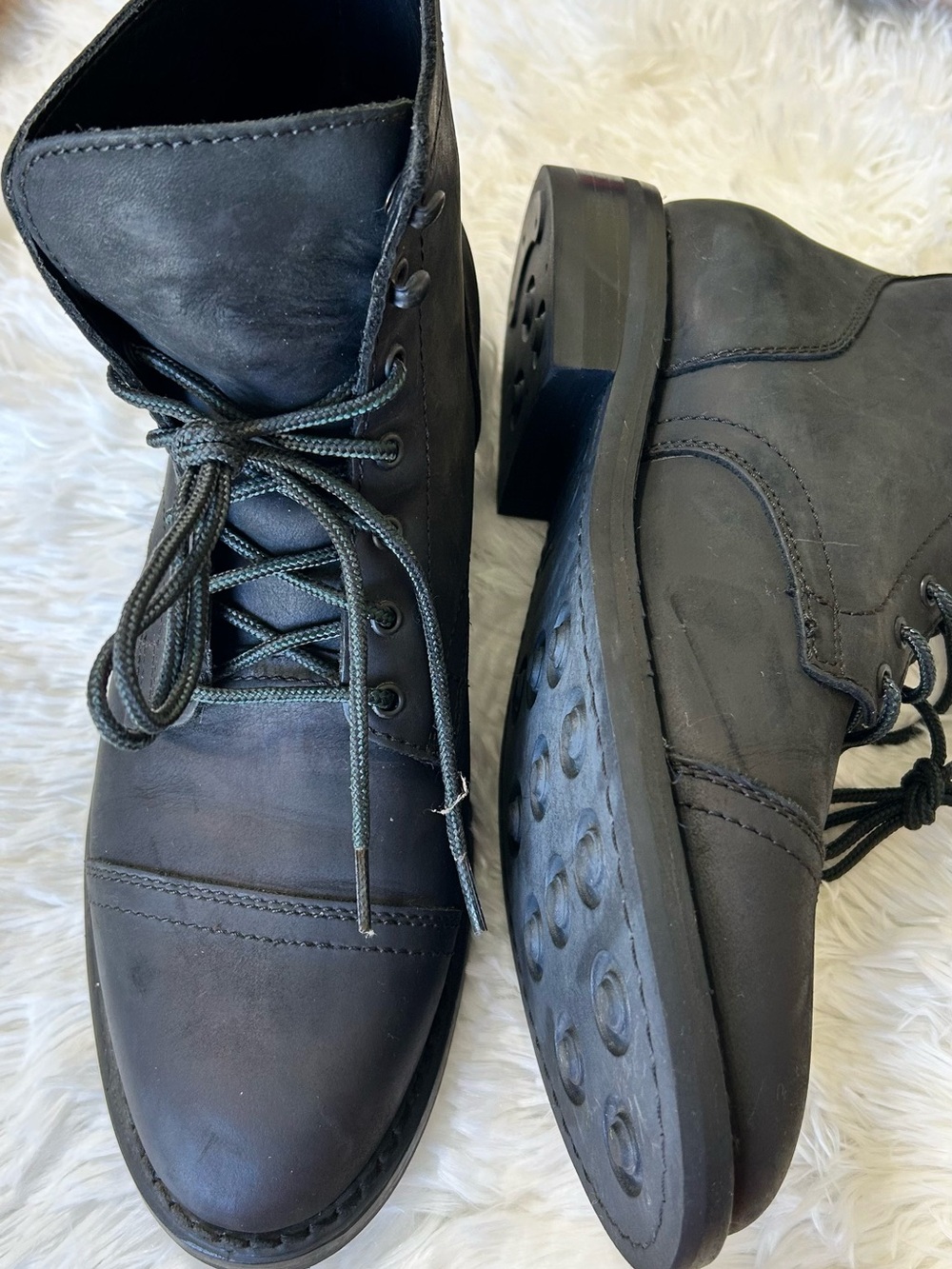 Thursday Boot Company Black Leather Lace-Up Boots